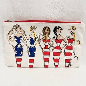 Brighton Show Your Stripes Canvas Cosmetic/Travel Zippered Pouch NWT